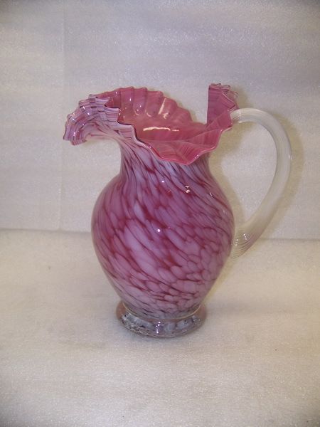 MURANO CRANBERRY RUFFLED PITCHER  