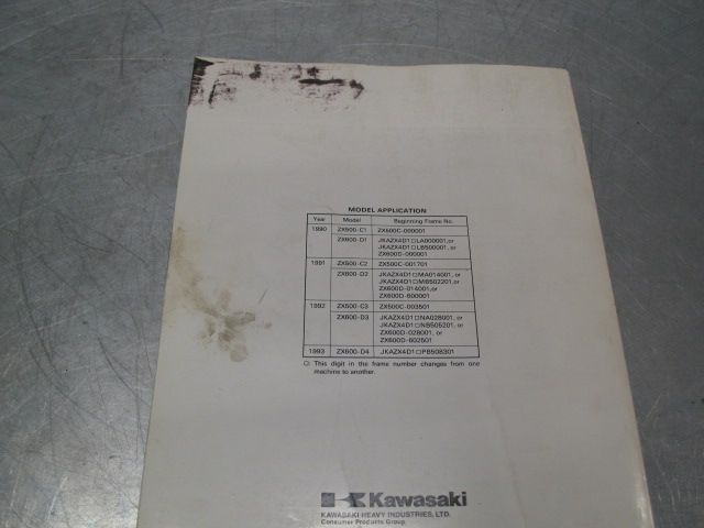 KAWASAKI FACTORY SERVICE MANUAL ZX 6 ZZ R600 ZZR600 ZZR 600 ZZR500 90 