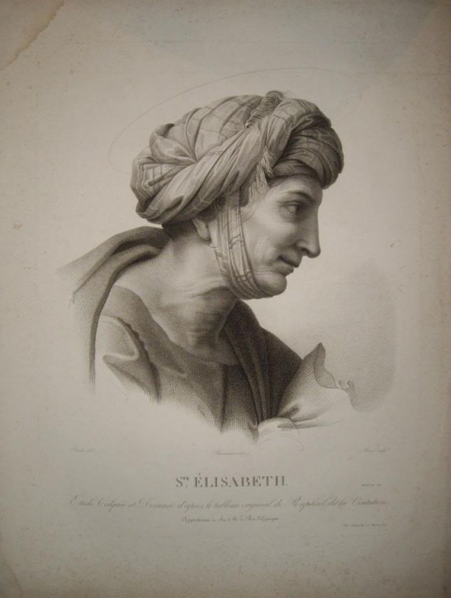 1810 SANTA ELISABETTA RAFFAELLO GRANDE INCISIONE ORIGIN  