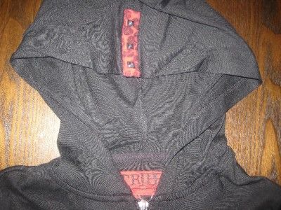 TRIPP Black & Red Cheetah trim hoodie w Studs Size L  