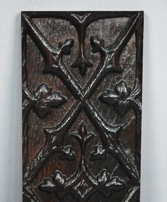   CARVED OAK FRENCH SALVAGED ARCHITECTURAL NEO GOTHIC WALL PANELS  