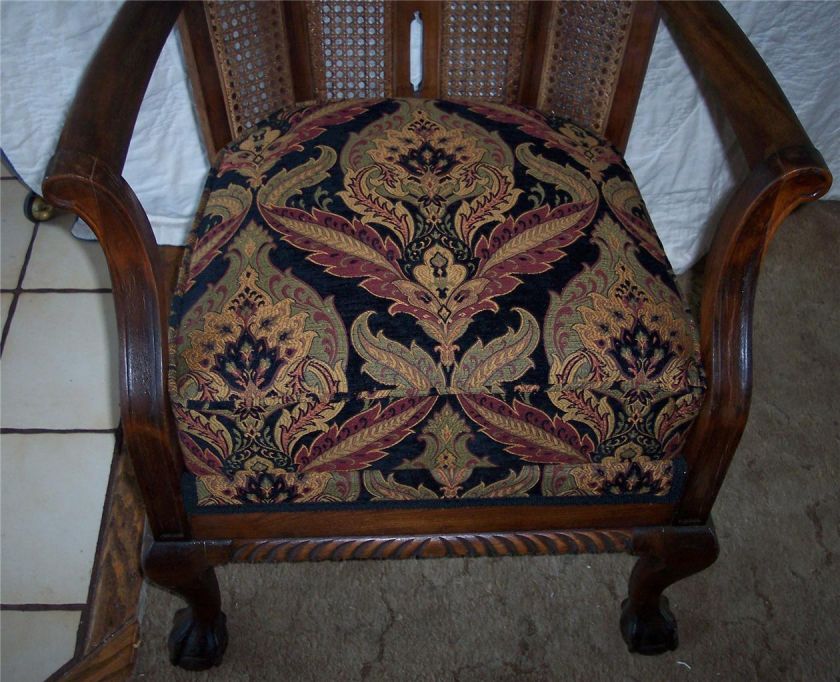 Carved Walnut Caned Wingback Armchair/Chair  