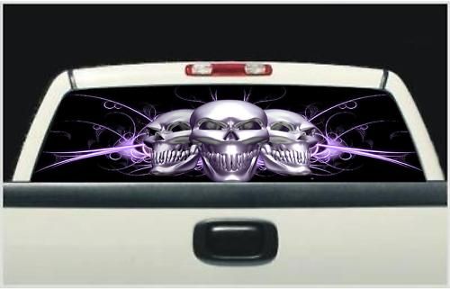 Truck Window Decal Crome Skull Ford,Gmc,Chevy,Dodge  