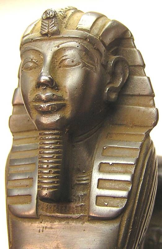 Heavy Basalt Statue Paperweight of The Sphinx Man Lion  