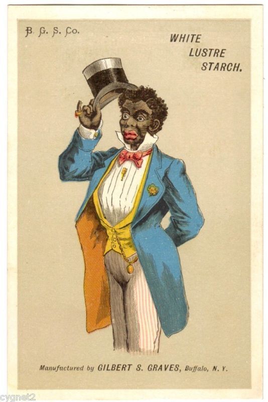 TRADE CARD U.S. BLACK AMERICANA WHITE LUSTRE STARCH  