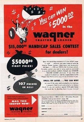 1953 Wagner Tractor Loaders Vintage Ad  