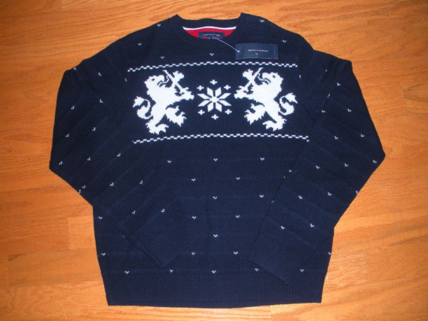 NWT Mens Tommy Hilfiger 100% LAMBS WOOL Sweater L $90  