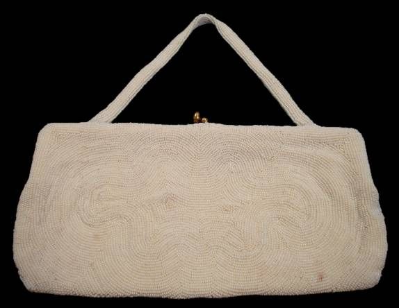 Vintage Purse Marshall Field White Seed Beads 1940’S  