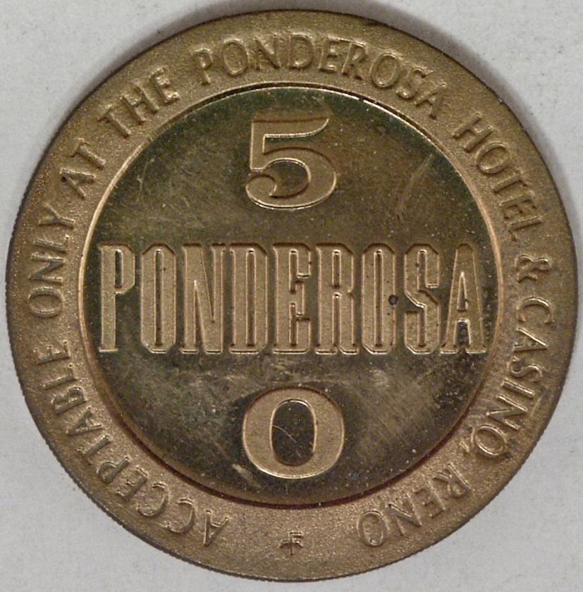 Rare 1967 Ponderosa Hotel 50 Cent Casino Token Reno  