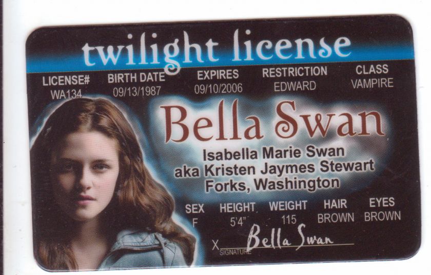 Bella Swan Edward Cullen or Jacob Black Plastic Card TWILIGHT Breaking 