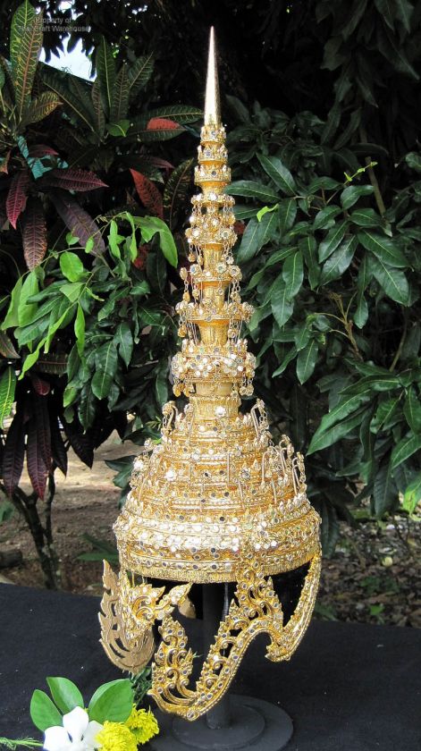 Full Tall Thai God or King Gold Headpiece for Theater  