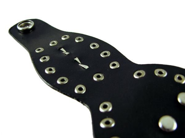 Black Leather Studded Scorpion Bracelet Wristband  