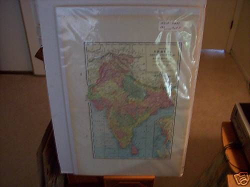 ANTIQUE 1902 COLOR MAP OF INDIA ,NEPAL,BHUTAN  