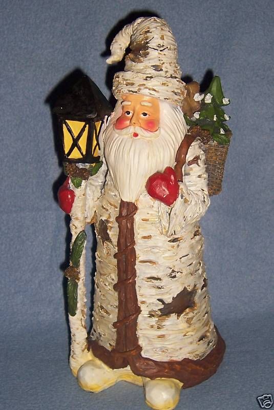 NEW Birch Bark look SANTA ST NICK 12 resin lantern @@  