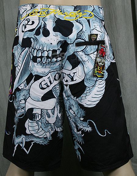 Ed Hardy Black Death or Glory Board Shorts swim Trunks  