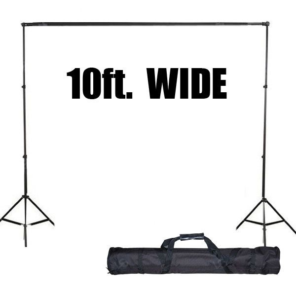 JS 10x20 ft Black & White Muslin Backdrop Photo Studio Stand Kit 