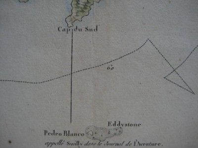  engraved hand colored antique map of the southern coast of Tasmania 