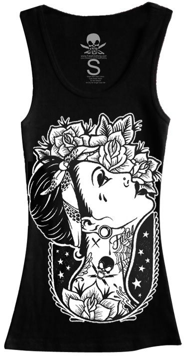 FATAL GIRLS ROSES TANK TOP BLK  