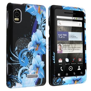New Premium Accessory Blue Flower+Purple Love Case For Motorola Droid 