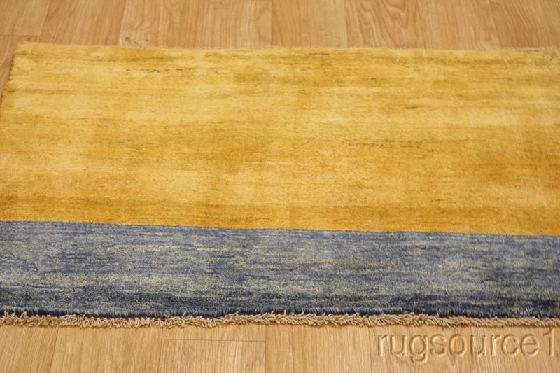 GOLD & BLUE MODERN 2X4 GABBEH PERSIAN ORIENTAL AREA RUG WOOL CARPET 