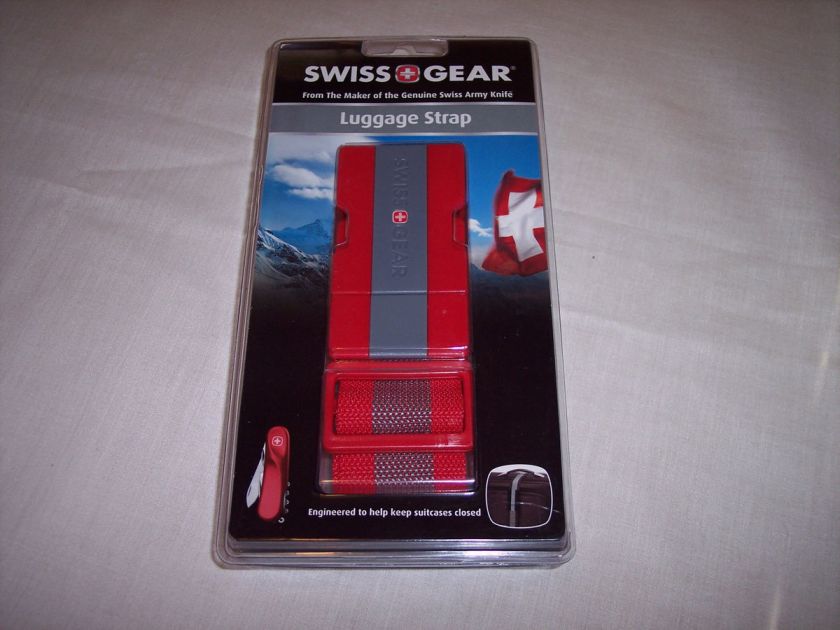 Swiss Gear Luggage Strap, Red, Snap Lock Buckle, Fits Bags up to 72 