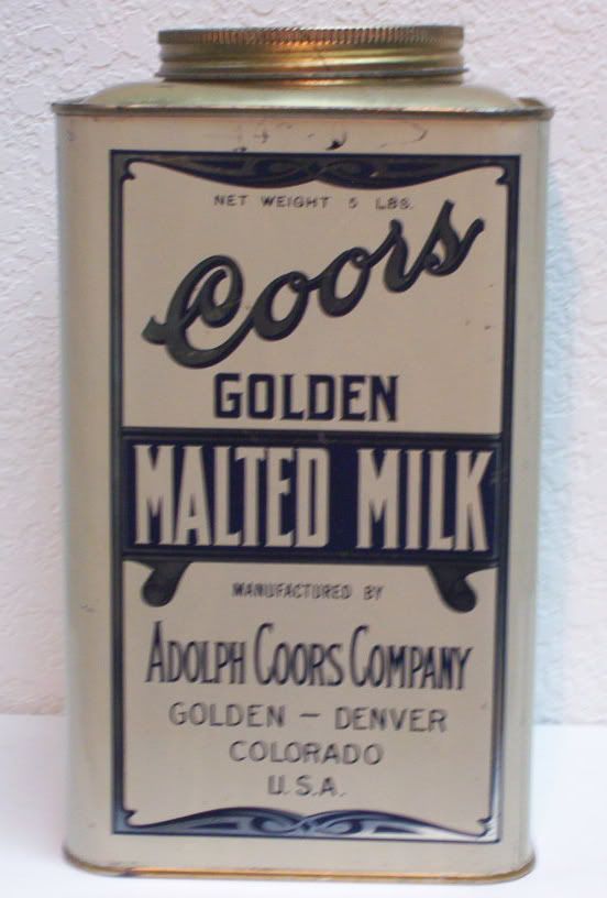 COORS GOLDEN MALTED MILK   SUPER 5 LB PROHIBITION TIN  