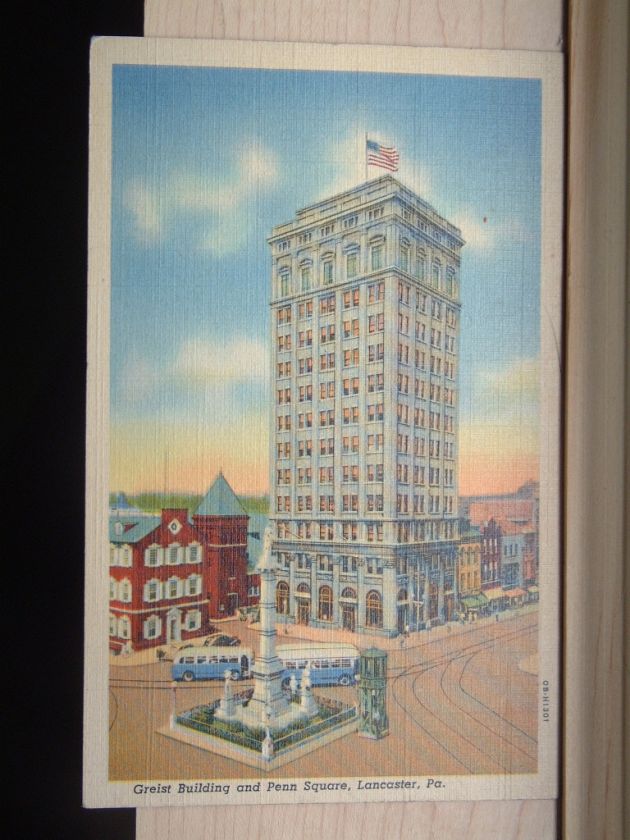 Lancaster PA Greist Building 1940s Postcard Free Ship  