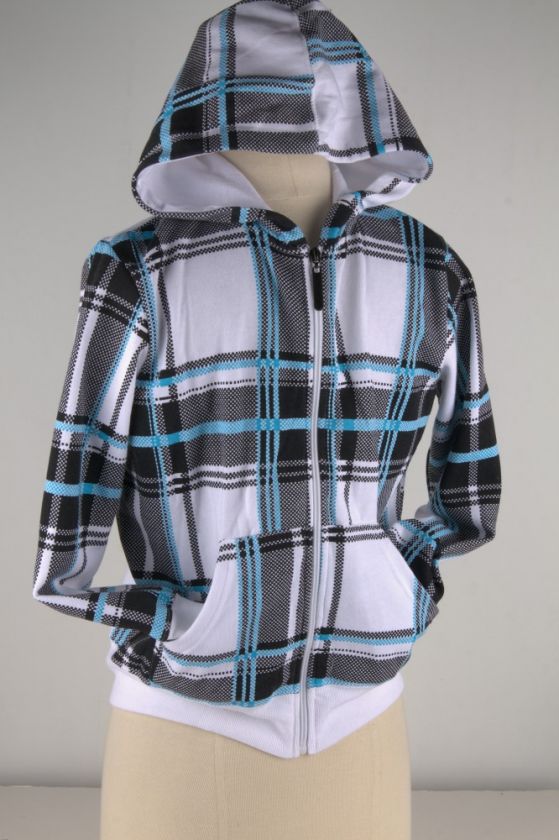 Hide and Seek Blue Digi Plaid Boys Hoodie Buddie 2454  