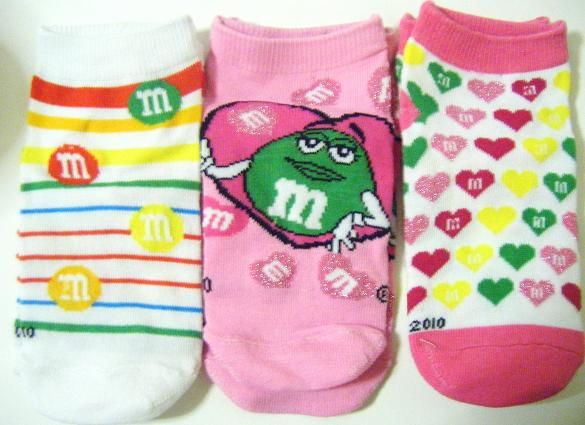 PAIRS M&M CANDY BRAND GIRLS SOCKS