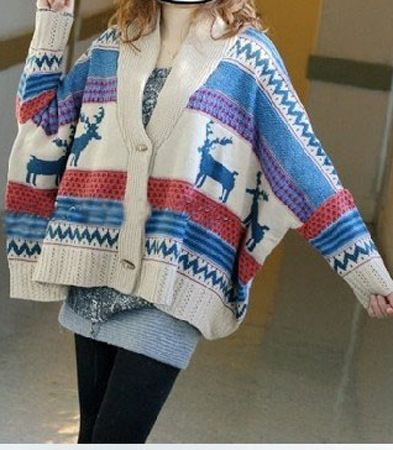 NWT SP16 Ladies Classic Retro Deer print Shawl Cardigans〓  