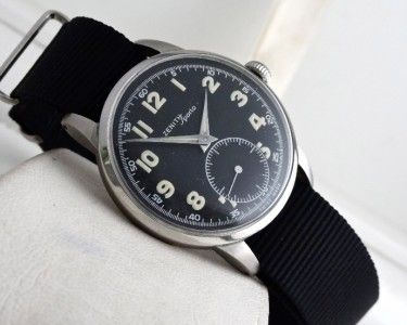   RARE EXCELLENT VINTAGE ZENITH SPORTO BLACK DIAL MANUAL WINDING WATCH