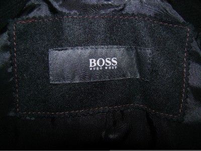   BOSS (ROAD) SUPERB BLACK DESIGNER WOOL & CASHMERE OVERCOAT UK 42 EU 52