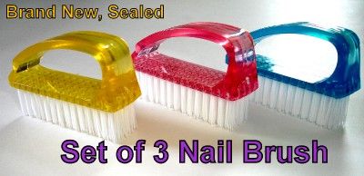 Set Of 3 Nail Cleaning BRUSH Manicure Pedicure Spa Tool  