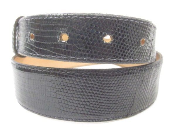 CHACON Black Lizard Adjutable Belt Without Buckle Sz 31  