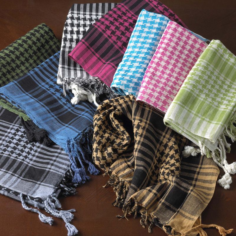 Checkered Fashion Cotton Square Scarf w/ Fringe Pick A Color  