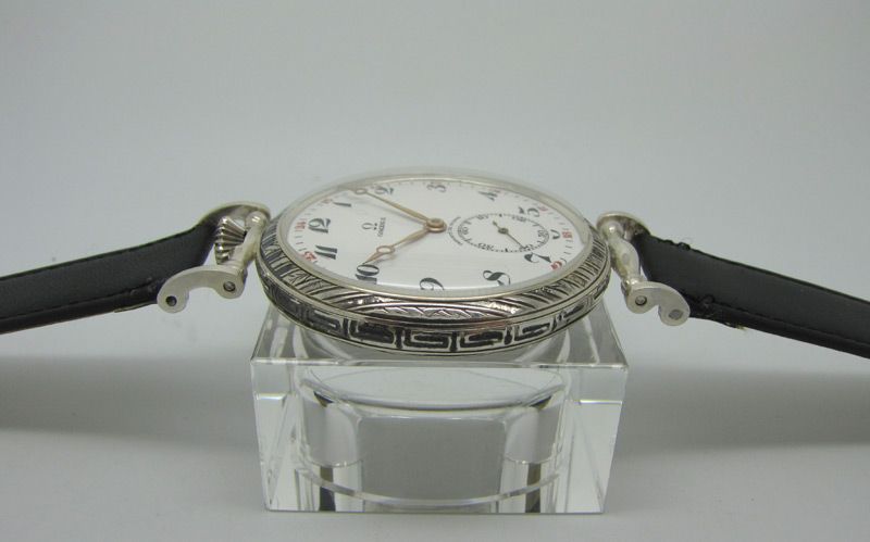 Mens Antique 1923 ArtDeco OMEGA Solid Silver Case Porcelain Dial 