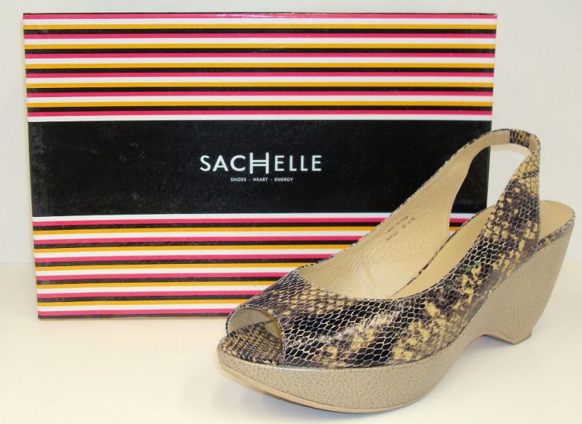 SACHELLE Synthetic Reptile Slingback Wedges NEW in BOX  