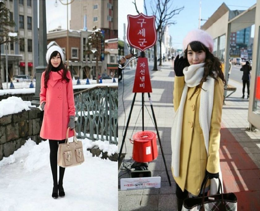 Fashion Womens Korean Noble Lady Elegant Single Breasted Wool Jacket 
