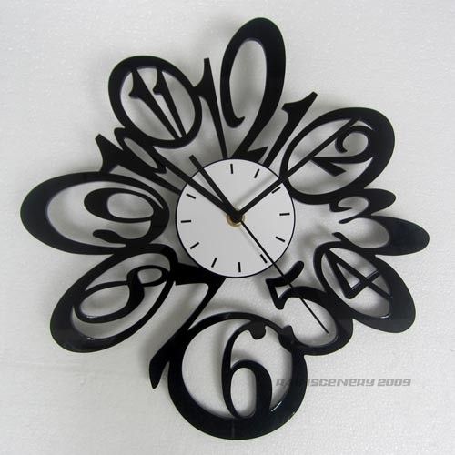 New Art Design Home Room Decor Number Wall Clock Clocks Black Red 