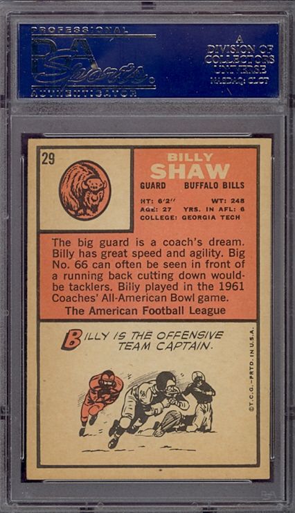 1966 Topps #29 Billy Shaw Bills PSA 7 *272549  