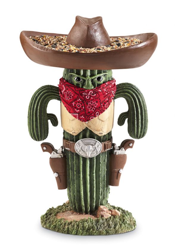 Country Western Cactus Cowboy Bandit Whimsical Garden Statue 