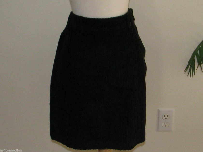 Eddie Bauer Corduroy Skirt Sz 6 Petite Black NWOT  
