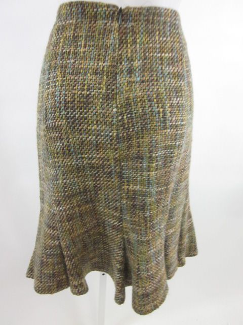 SEARLE Green Tweed Pleated Pencil Skirt Sz 8  