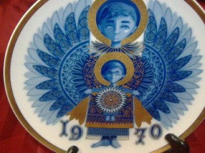 1970 Mendez BLUE PORCELAIN PLATE Santa Clara SPAIN 1st  