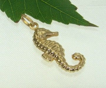 14K Yellow Gold Seahorse Pendant Charm CG01  