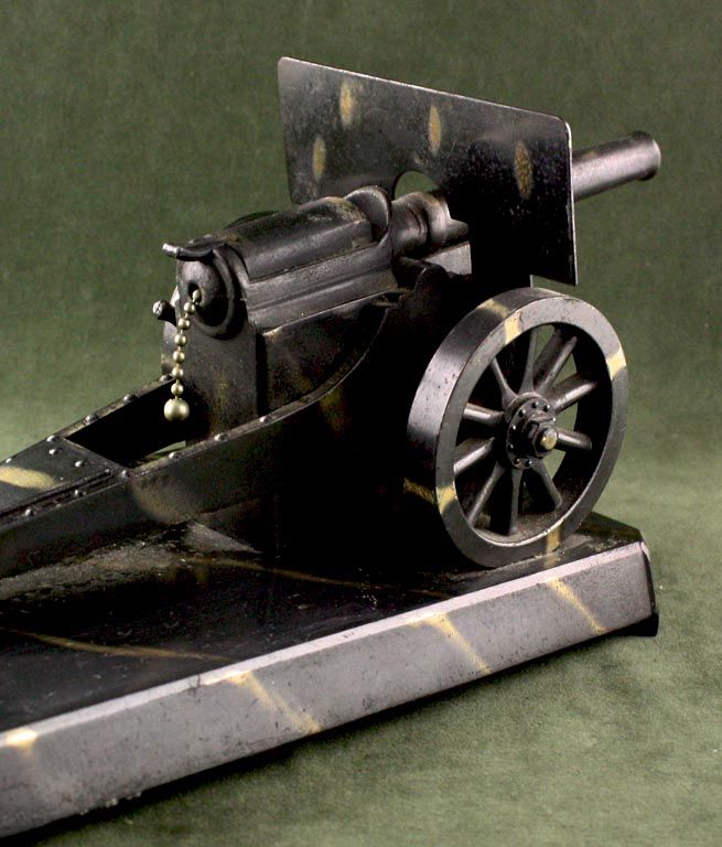 LARGE FIGURAL TABLE TOP NOVELTY LIGHTER DEMLEY HOWITZER WWI CANNON 