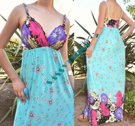 E03 SEXY TURQUOISE WOMENS MAXI LONG GOWN DRESS S/M,M/L  