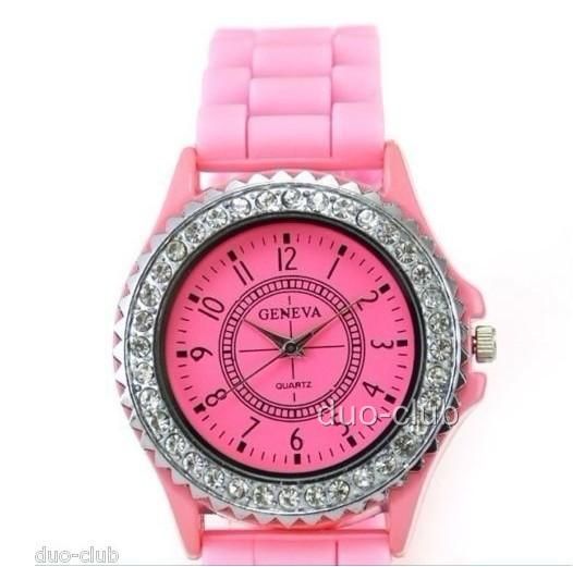   Classic Gel Silicone Band Crystal Men Lady Jelly Wrist Watch  