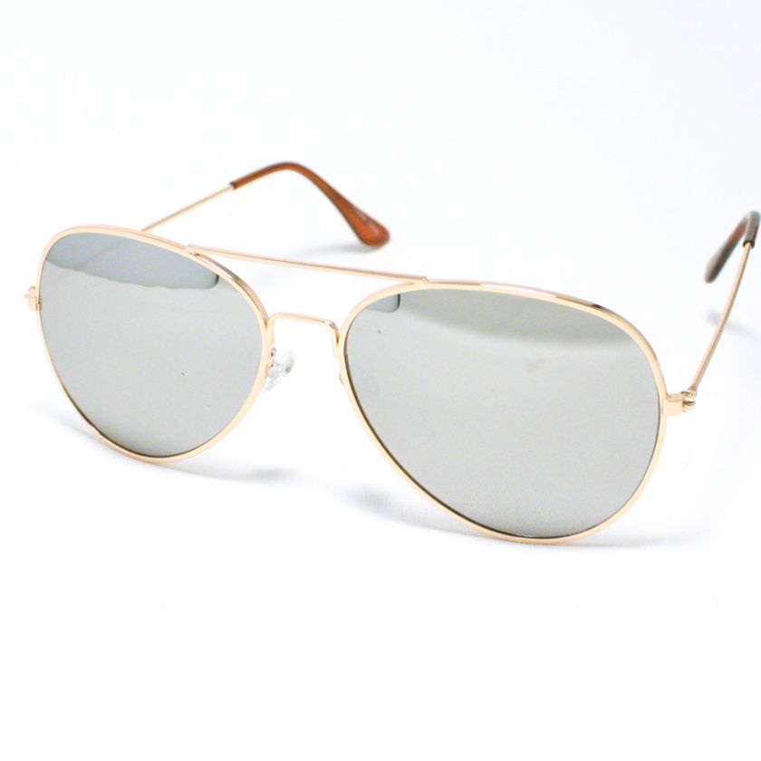   Sunglasses Mens Womens Privacy GOLD Metal Frame Mirrored Lens  