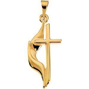 10 Kt Yellow Gold 19mm X 10mm Methodist Cross Pendant  